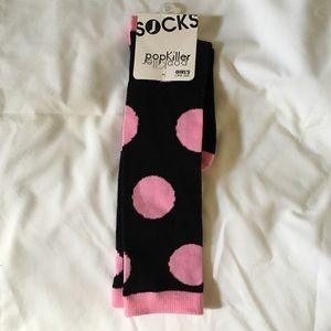 Popkiller Pink Polka Dot Socks
